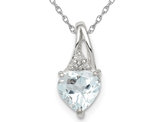 1/2 Carat (ctw) Aquamarine Heart Pendant Necklace in Sterling Silver with Chain